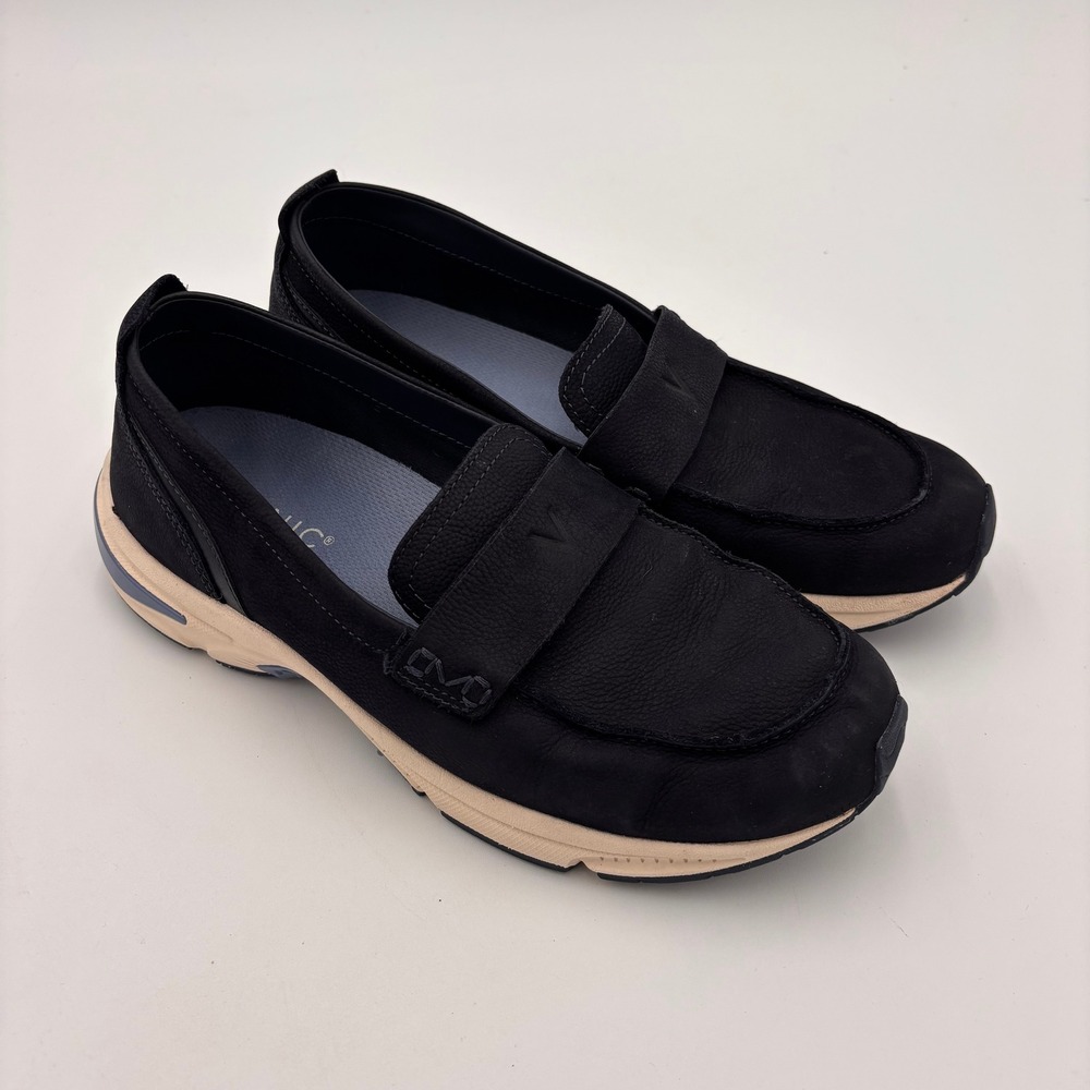 Vionic Walkroam Loafer Womens 9 Black Leather Excellent Orthotic Slip-On Shoe